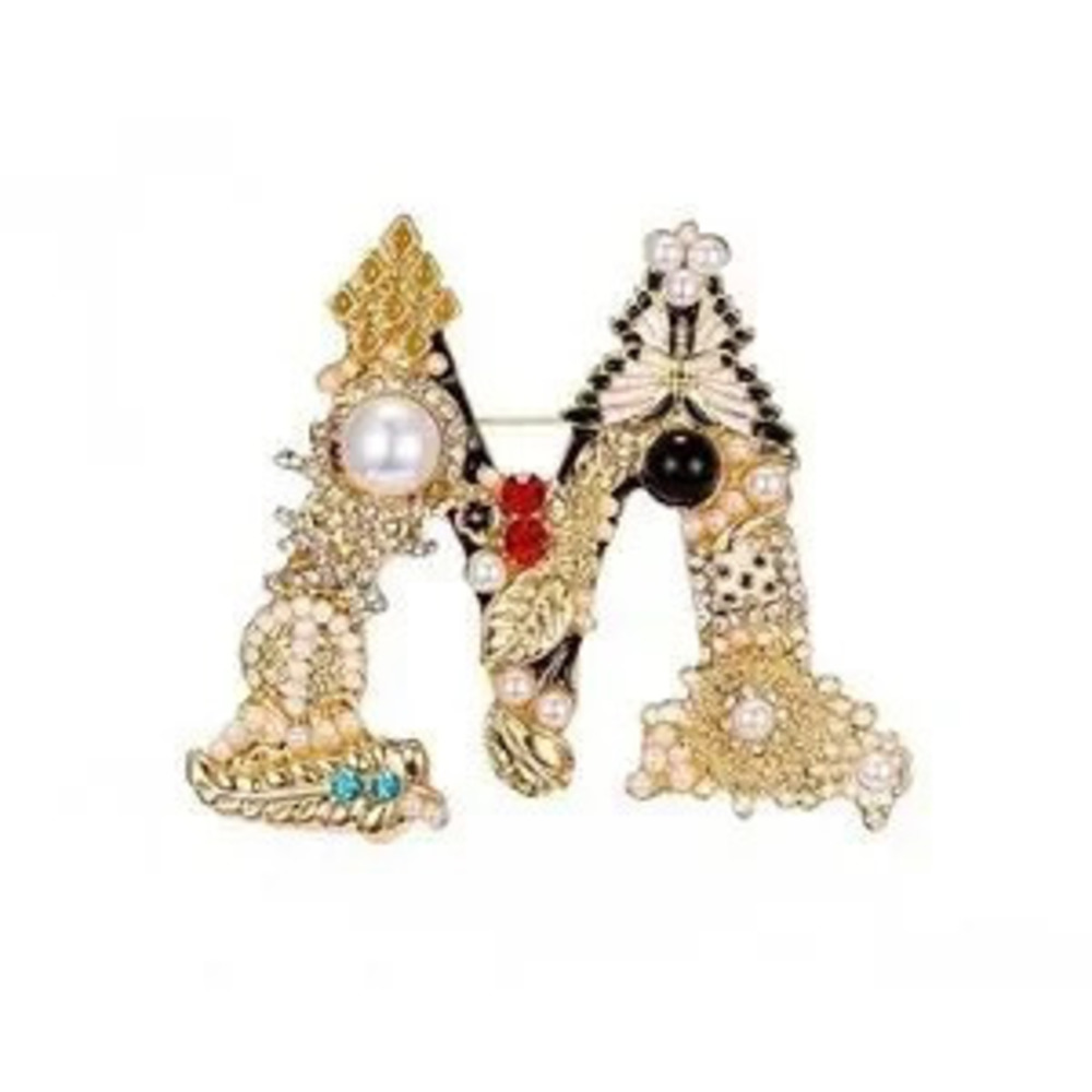 Trendy Gold and Pearl Brooch